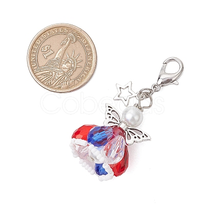 Angel Glass Beaded Pendant Decorations HJEW-MZ00201-03-1