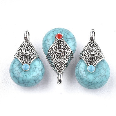 Tibetan Style Resin Pendants X-RESI-T022-16G-1