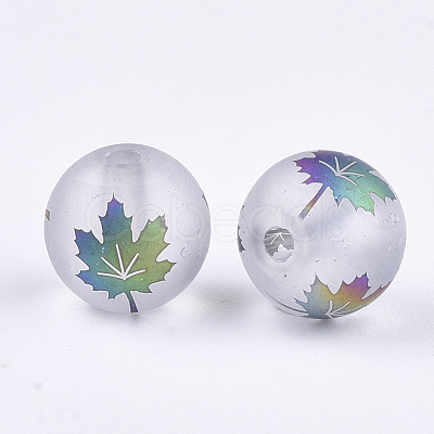 Autumn Theme Electroplate Transparent Glass Beads X-EGLA-S178-01E-1