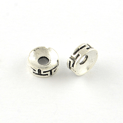 Flat Round Tibetan Style Alloy Spacers Beads X-TIBEB-Q066-06AS-LF-1