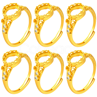 6Pcs Adjustable Brass Finger Rings Components KK-BBC0021-27-1
