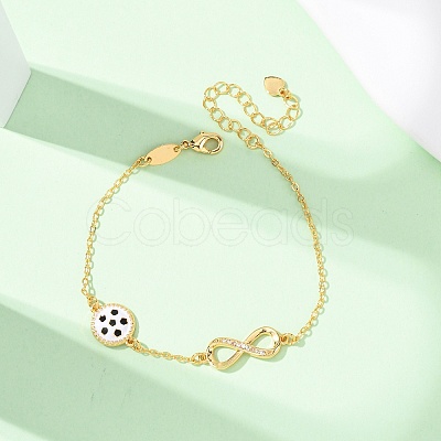 Sports Brass Micro Pave Cubic Zirconia Infinity Link Bracelets BJEW-D386-01E-G-1