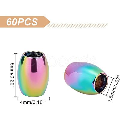 60Pcs Ion Plating(IP) 304 Stainless Steel Bead STAS-UN0038-98-1