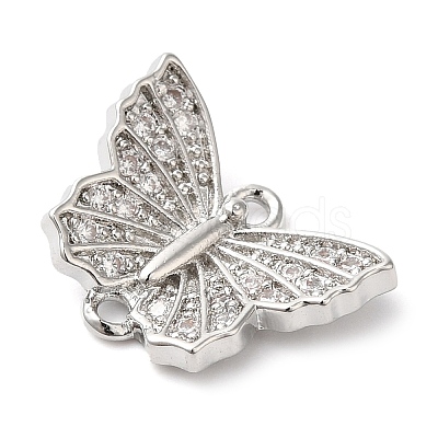Brass Micro Pave Clear Cubic Zirconia Connector Charms KK-G503-35P-1