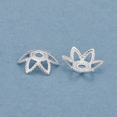 Brass 6-Petal Bead Caps X-KK-K253-20S-1