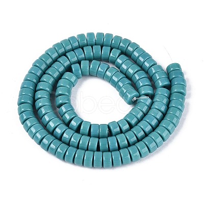 Opaque Solid Color Glass Beads Strands GLAA-N026-3x6mm-16-1