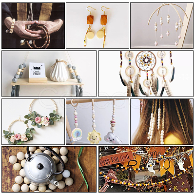150Pcs 6 Styles Natural Unfinished Wood Beads WOOD-PH0001-92-1