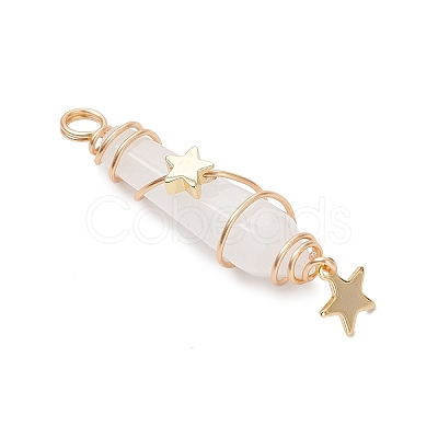 3Pcs 3 Styles Natural Quartz Crystal Pointed Copper Wire Wrapped Faceted Bullet Big Pendants PALLOY-JF03572-01-1