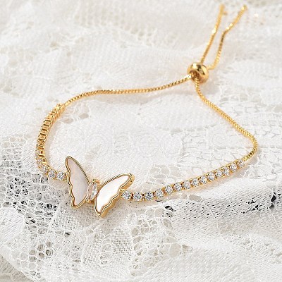 Adjustable Brass Shell Slider Bracelets BJEW-L699-01G-1