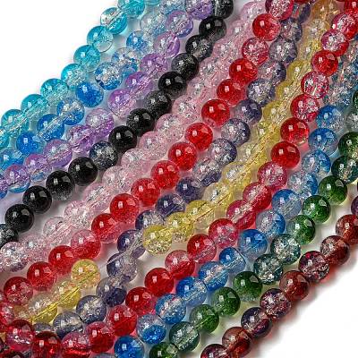 Transparent Crackle Baking Paint Glass Beads Strands DGLA-T003-01A-M-1