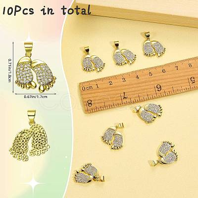 10Pcs Brass Pave Cubic Zirconia Pendants KK-SZ0002-66-1