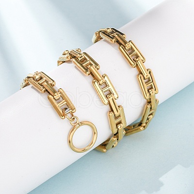 8MM 304 Stainless Steel H Link Chain Necklaces with OT Clasps SA-CBA2D4F-01G-1