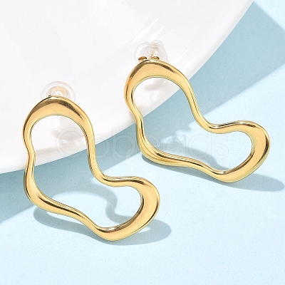 304 Stainless Steel Stud Earrings EJEW-U060-02B-G-1