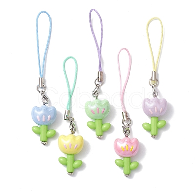 Flower Acrylic Mobile Straps HJEW-JM01883-1
