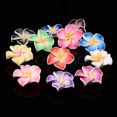 Handmade Polymer Clay 3D Flower Plumeria Beads CLAY-Q192-15mm-M-1
