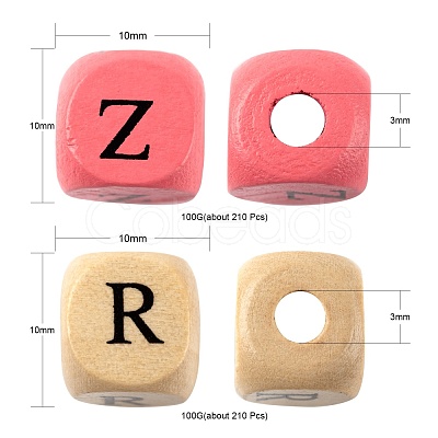 420Pcs 2 Style Natural Wood Printed Beads WOOD-LS0001-31-1