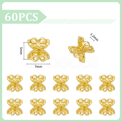 60Pcs Rack Plating Flower Brass Beads FIND-UN0016-26-1