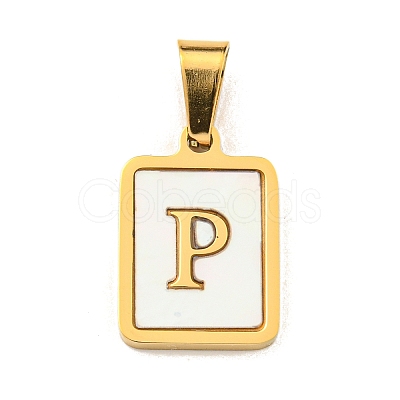 PVD Vacuum Plating 304 Stainless Steel Pave Natural White Shell Pendants STAS-S130-03G-P-1