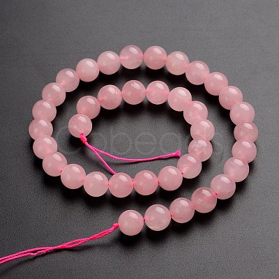Round Natural Rose Quartz Gemstone Bead Strands G-J333-02-10mm-1
