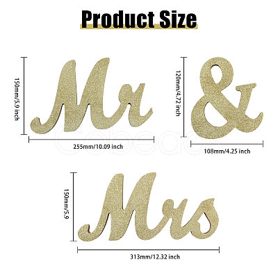 3Pcs 3 Styles Wooden Word Display Decorations AJEW-WH0270-177-1