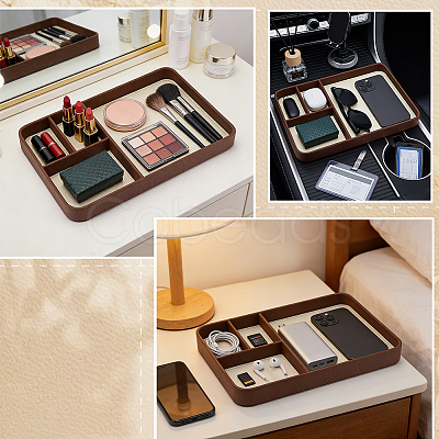 4 Grids Leather Jewelry Display Trays for Earrings Rings Bracelets AJEW-WH0816-545B-1