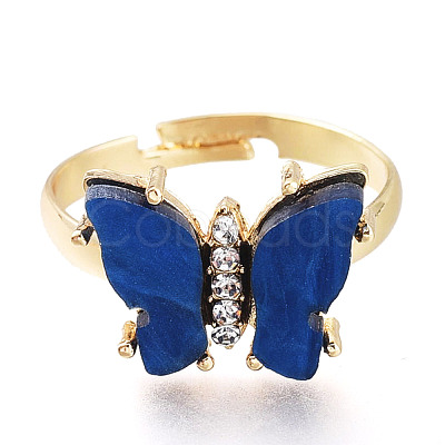 Adjustable Brass Micro Pave Clear Cubic Zirconia Finger Rings RJEW-I072-01A-1