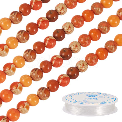 DIY Natural Regalite/Imperial Jasper/Sea Sediment Jasper Beads Bracelets  Making KIts DIY-TA0002-69B-1