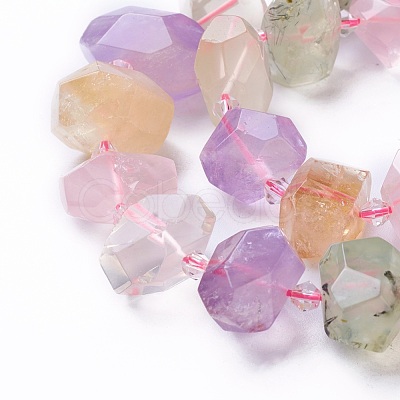 Natural Quartz & Peridot Beads Strands G-P434-12-1