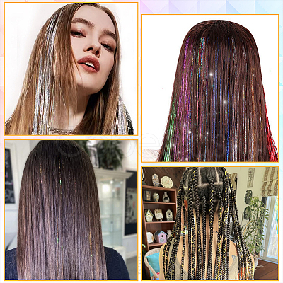 12Pcs 12 Colors Laser PET Hair Wig OHAR-SP0001-05A-1
