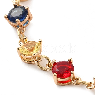 Colorful Glass Link Chain Bracelets BJEW-B075-07-1