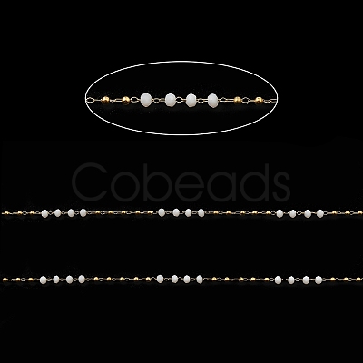 Rondelle Glass Beaded Link Chains CHS-G028-07G-01-1