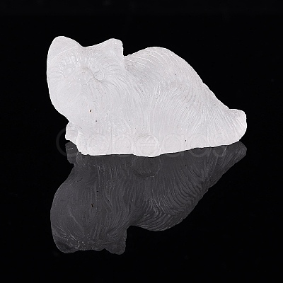Natural Quartz Crystal Carved Cat Figurine G-Q615-04H-1