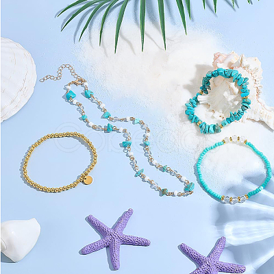 Synthetic Turquoise Jewelry Earring & Necklace & Bracelet Sets SJEW-PH0001-19-1