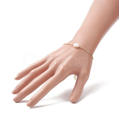 Oval Natural Pearl Beaded Slider Bracelet X-BJEW-JB09315-02-1