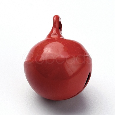 Baking Paint Brass Bell Pendants KK-WH0044-35I-1