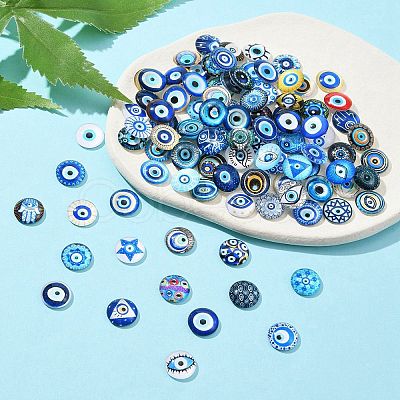 Flatback Glass Cabochons GGLA-N005-12mm-01-1