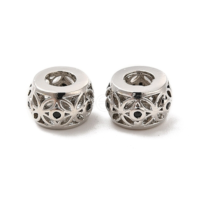 Rack Plating Brass Micro Pave Cubic Zirconia European Beads KK-C010-01-1