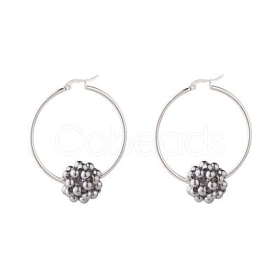 Ball Beaded Big Hoop Earrings EJEW-JE04804-1