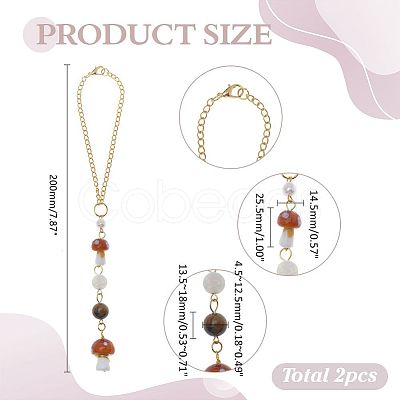 2Pcs Resin Mushroom Pendant Decorations HJEW-ME0001-12A-1