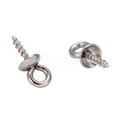 Non-Tarnish 304 Stainless Steel Screw Eye Pin Peg Bails X-STAS-E076-05-1