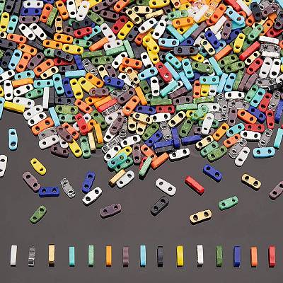 450Pcs 15 Colors 2-Hole Glass Seed Beads SEED-FH0001-07A-1