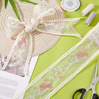 15 Yards Polyester Mesh Flower Ribbon OCOR-GO0001-23-1