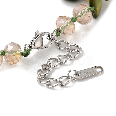 Boho Glass & Dyed Natural Shell Beaded Chips 3 Layer Necklaces for Women NJEW-H047-01A-1