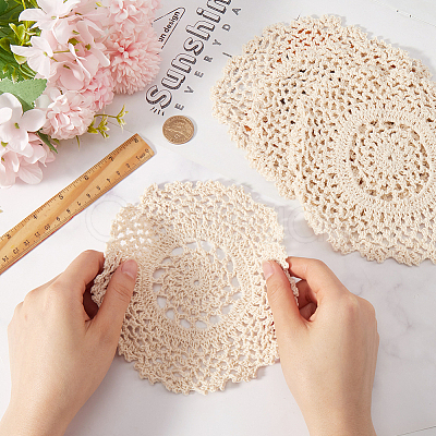 Handmade Cotton Lace Cup Coasters AJEW-GF0008-84B-1