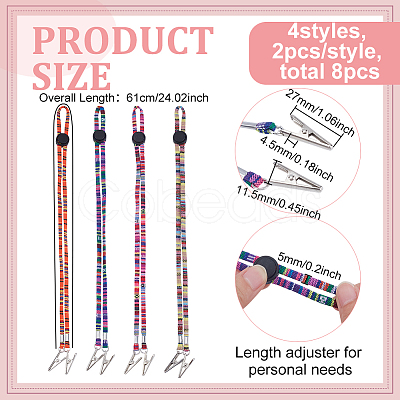 8Pcs 4 Colors Ethnic Style Cotton Cord Napkin Clip AJEW-FG0005-37-1