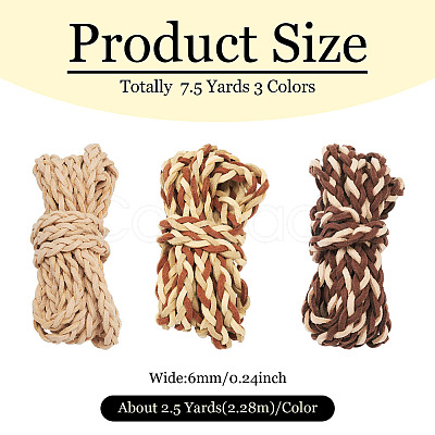 7.5 Yards 3 Colors Braided Flat Faux Suede Cord LW-TA0001-04-1