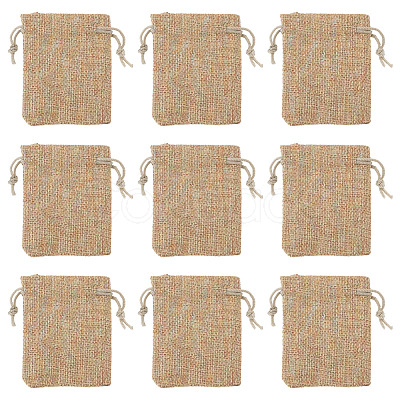 20Pcs Rectangle Polyester Imitation Burlap Packing Pouches Drawstring Bags ABAG-TA0001-95B-1