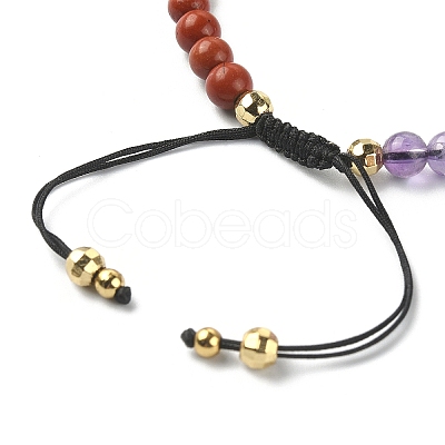 Natural & Synthetic Mixed Stone Braided Bead Bracelet BJEW-TA00324-1