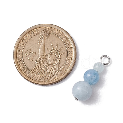 Natural Aquamarine Round Beaded Pendants PALLOY-JF02867-13-1