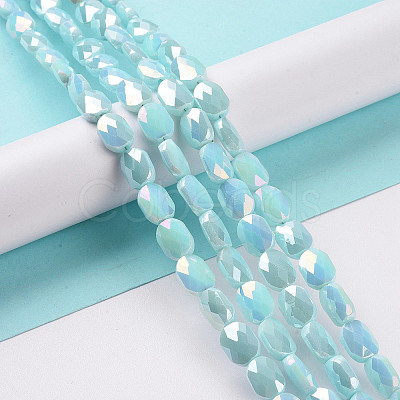 Faceted Electroplated Glass Beads Strands GLAA-G092-D05-1